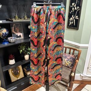 Josie Silky Patchwork Asian Floral Pants – Size M – Made in Philippines